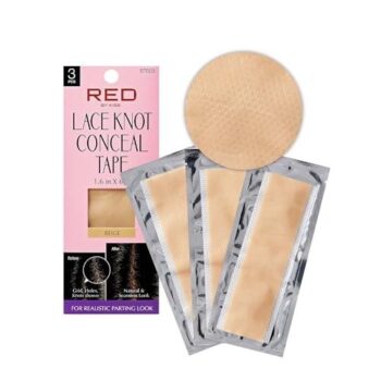 RED BY KISS Lace Knot Conceal Tape, Ultra-Thin & Skin-Like Silicone Wig Tape for Lace Wig Grids & Knots, Reusable & Sweat-Resistant, Strong Hold Lightweight (Beige, 3Pcs)