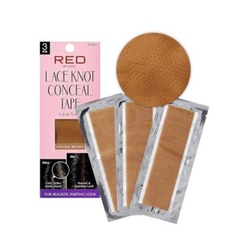 RED BY KISS Lace Knot Conceal Tape, Ultra-Thin & Skin-Like Silicone Wig Tape for Lace Wig Grids & Knots, Reusable & Sweat-Resistant, Strong Hold Lightweight (Natural Brown, 3Pcs)