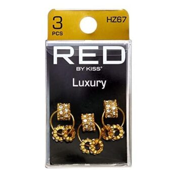 RED by Kiss Dreadlock Jewelry Braid Charms Hair Cuffs for Women Braiding Hair Pendants Decoration Clips 3Pcs